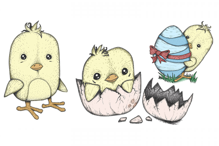 FREE Easter Chick Drawings | Cute Easter Chicks to print and colour in