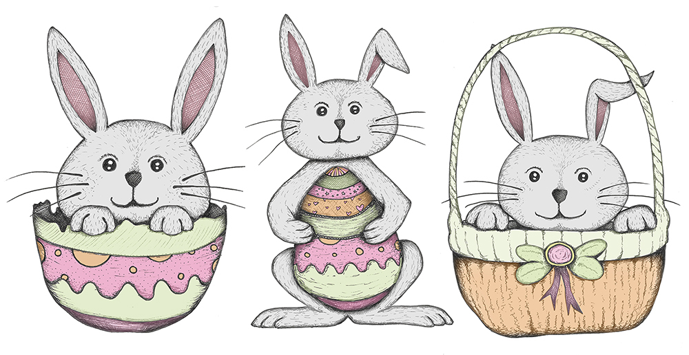Single Line Easter Bunny Holding Egg SVG Sketch File