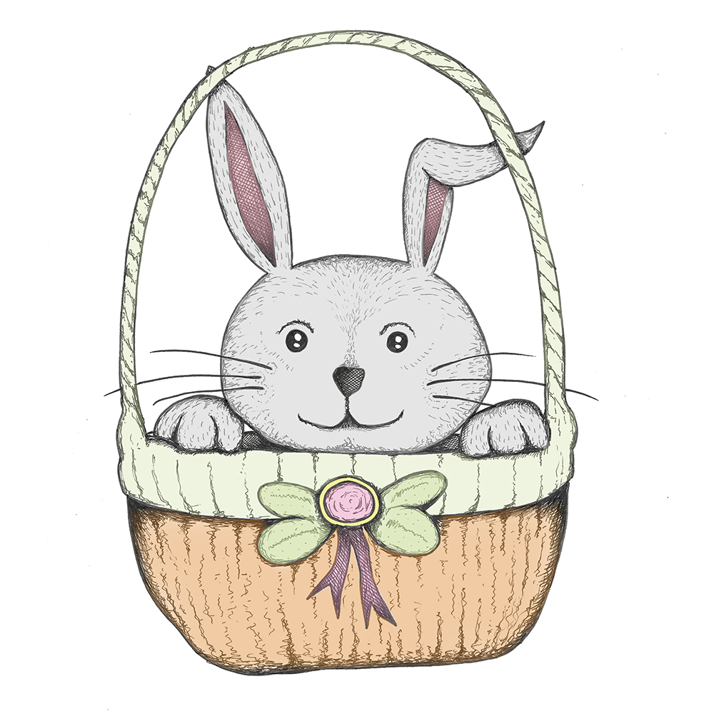 Easter bunny in a basket