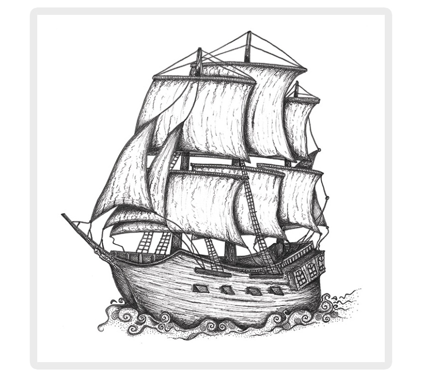 Pirate Ship Pencil Drawing