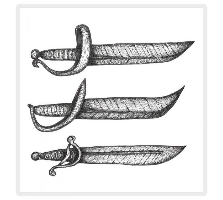 Pirate sword and cutlass drawing