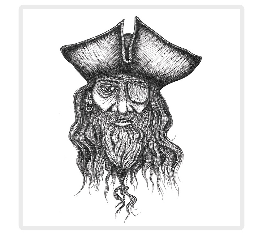 Pirate with an eye patch drawing