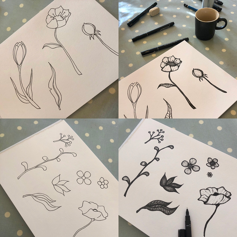 hand drawn flowers