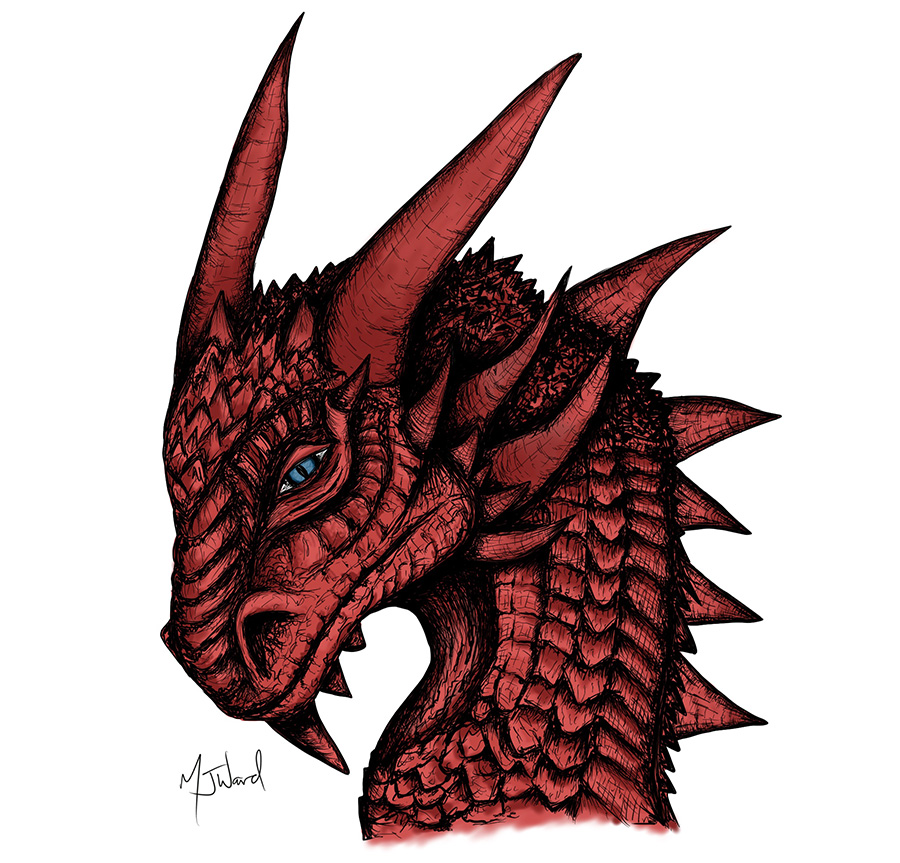 Red Dragon Drawing, Fantasy Art