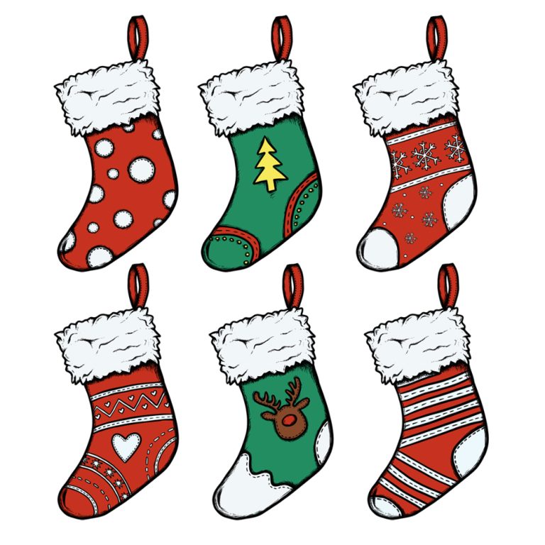 FREE Christmas Stocking Drawings Hand Drawn Xmas Stockings